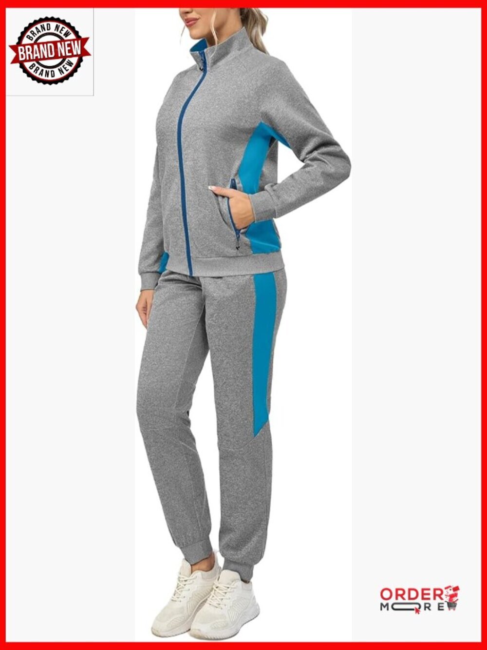Women's 2 Piece Tracksuit Set Long Sleeve Zip Up Lounge Joggers with Pockets